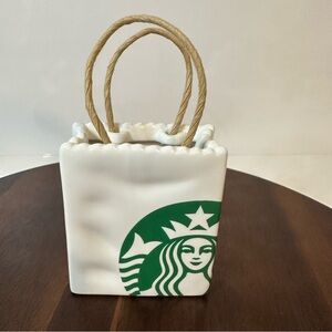 STARBUCKS  Ceramic Tote Shopping Bag Gift Card Holder - Christmas Ornament 2018